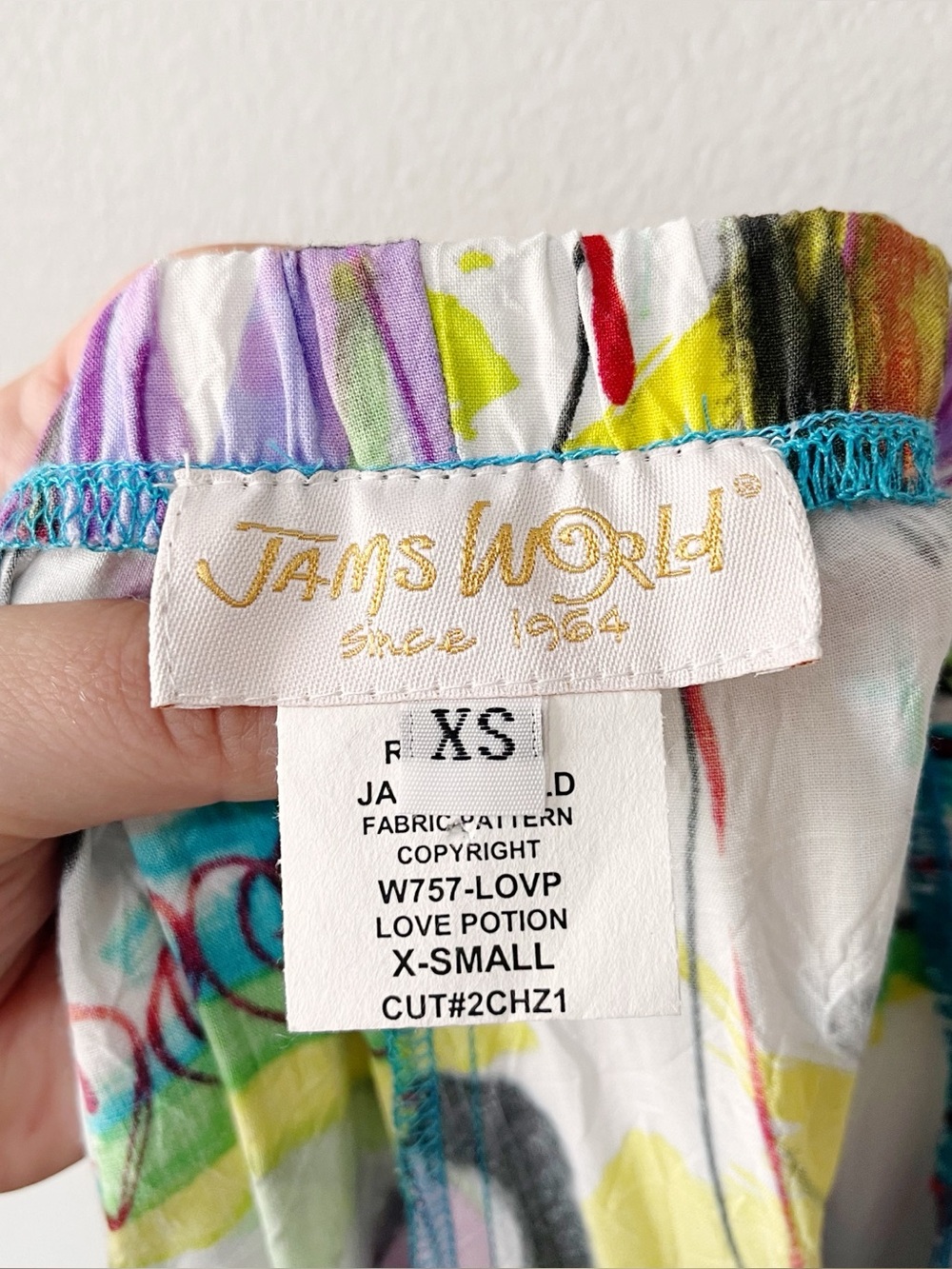 Jams World Hawaii Love Potion Colorful Heart Star Print Cropped Tie Hem Pant XS - Picture 7 of 9